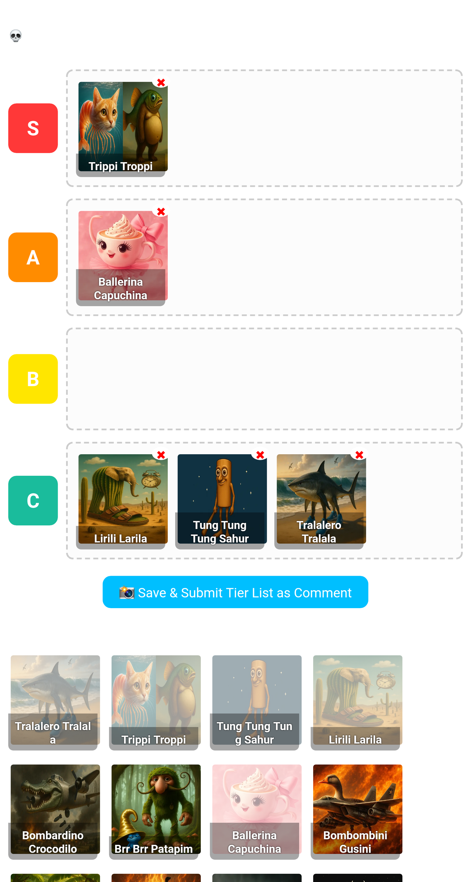 Tier List Screenshot
