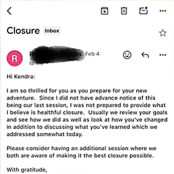 kendra's therapist's email